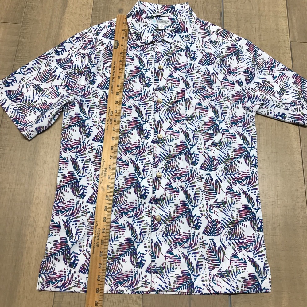 Coolibar Button Up Shirt Mens Size S Palm Leaf Tropical UPF 50 Sun Protection - Picture 11 of 12